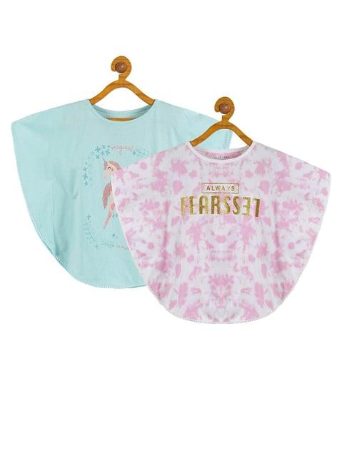 plum tree kids blue & white embellished top (pack of 2)