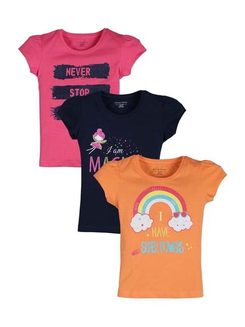 plum tree kids multicolour cotton printed t-shirts