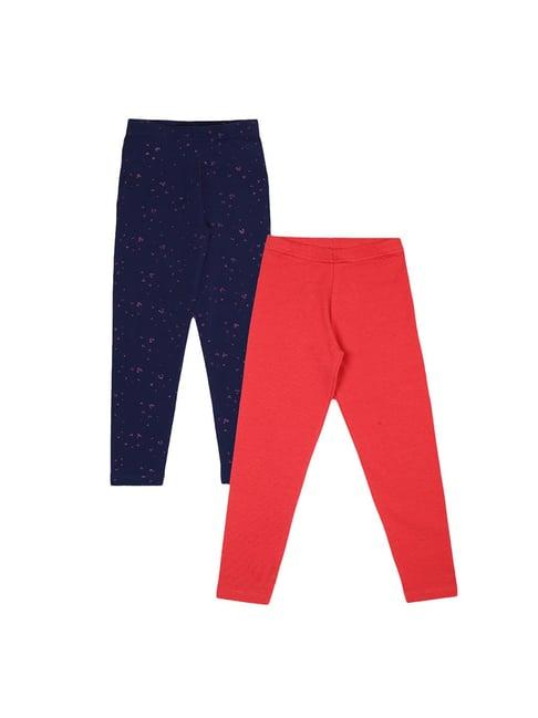 plum tree kids navy & red printed leggings (pack of 2)