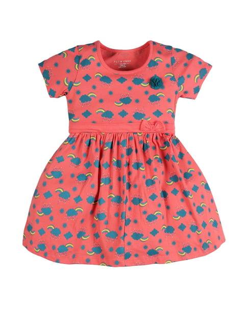 plum tree kids orange printed frock