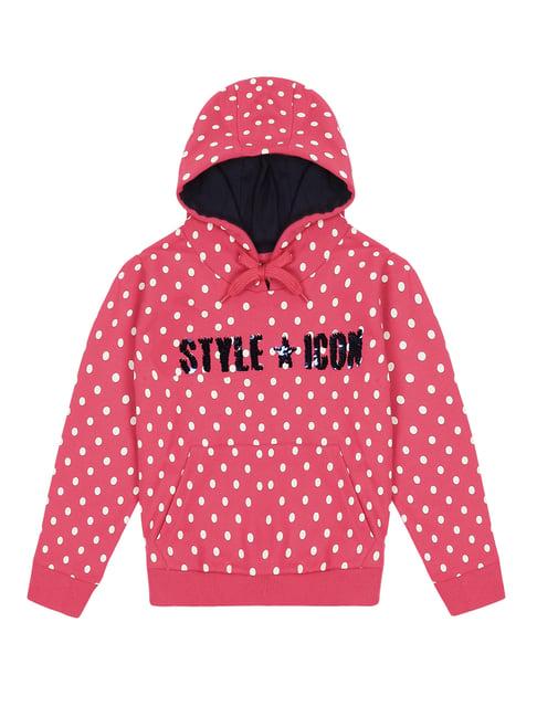 plum tree kids pink embellished full sleeves hoodie sweatshirt