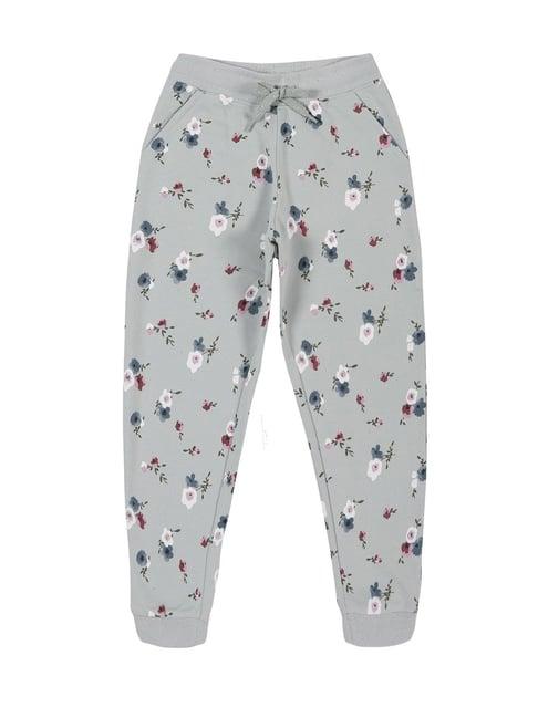 plum tree kids sage green floral print trackpants