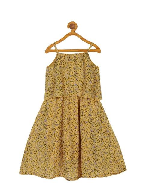 plum tree kids yellow floral print dress