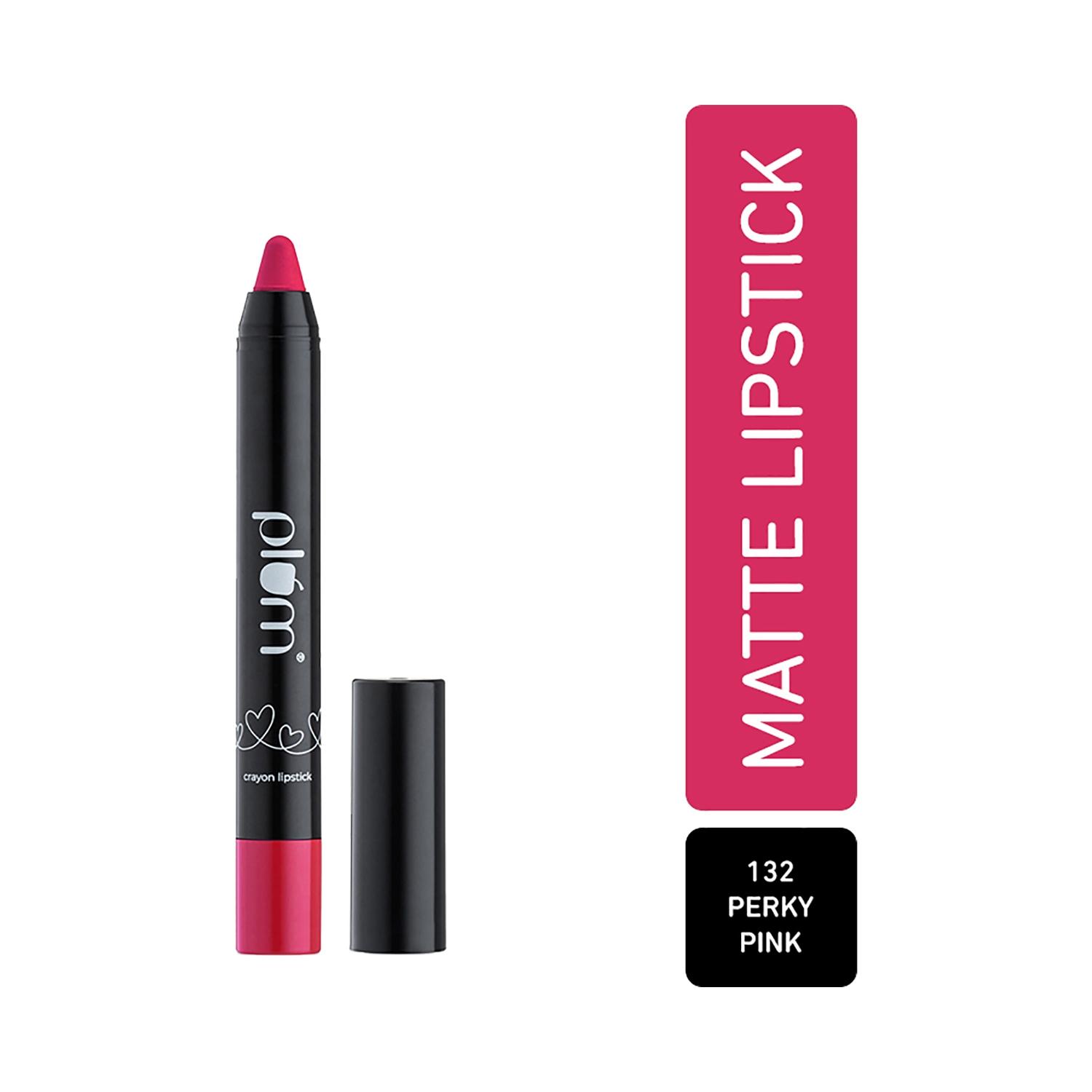 plum twist & go matte crayon lipstick with ceramides & hyaluronic acid - 132 perky pink (1.8g)