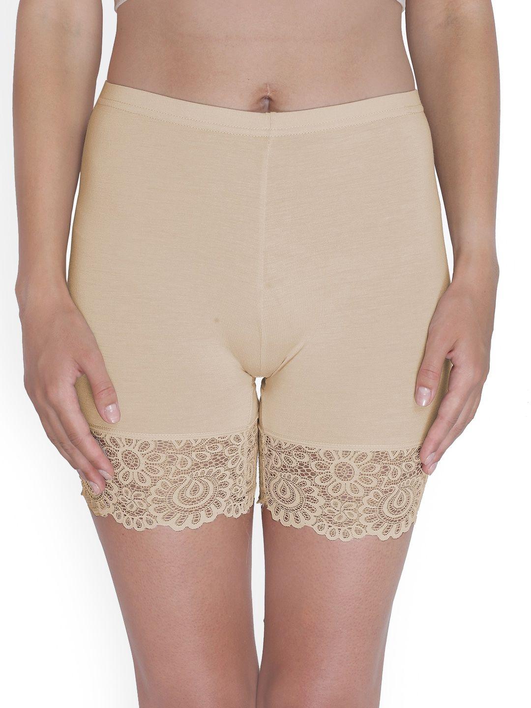 plumbury women mid-rise under dress shorts with lace edge