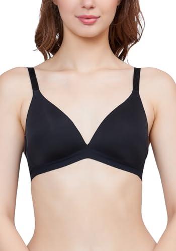 plumbury women padded seamless low cut deep v plunge neckline triangle bra, black, size 34b