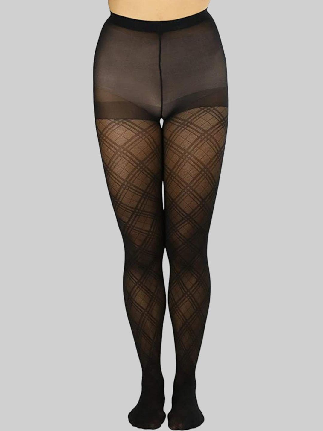 plumbury women self design semi-sheer pantyhose stockings