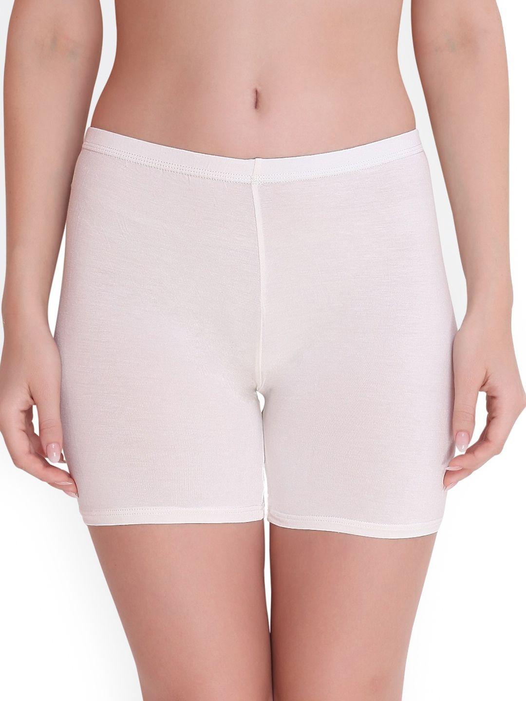 plumbury women white slim fit yoga sports shorts