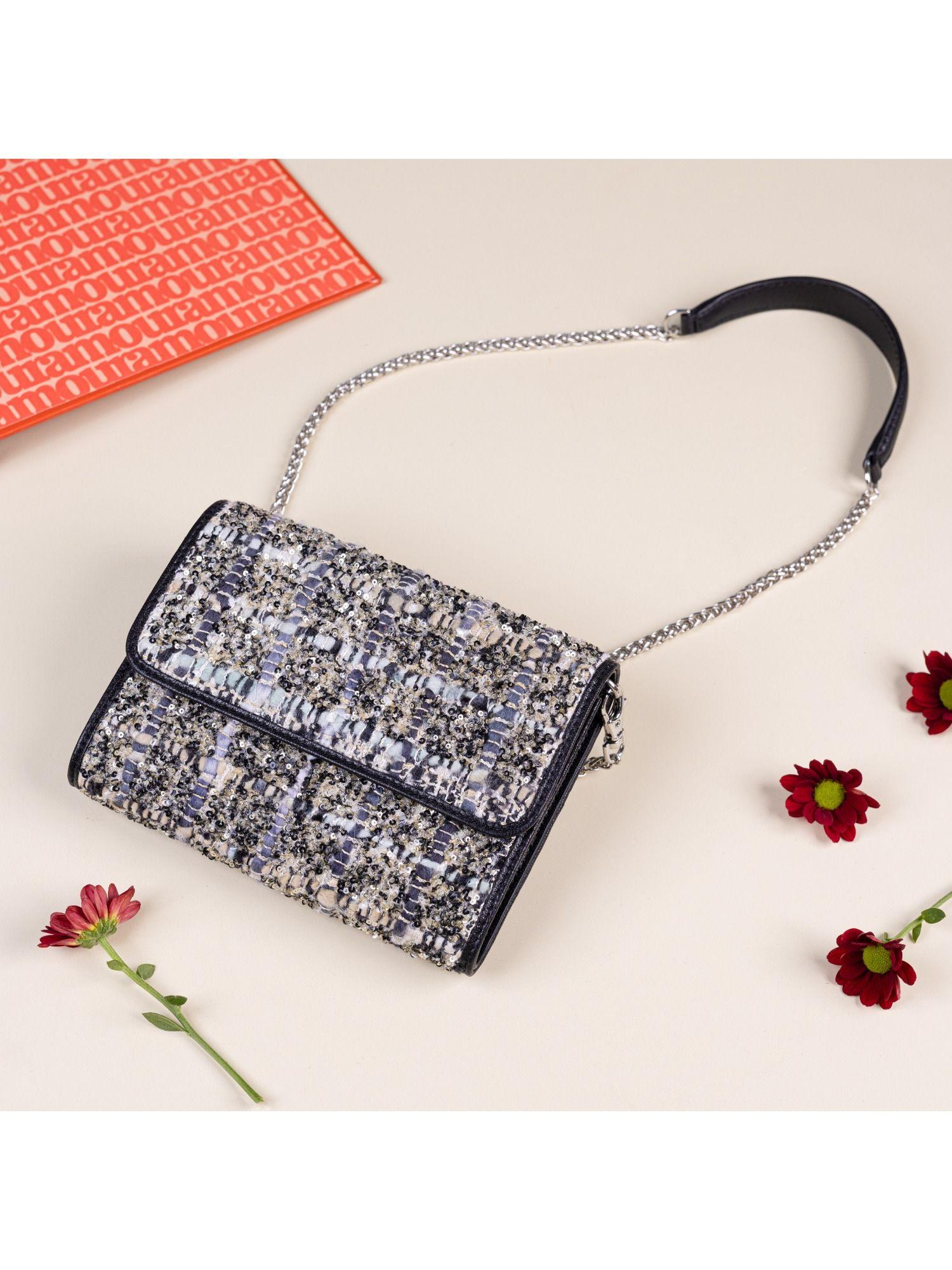 plumeria embellished crossbody leather bag