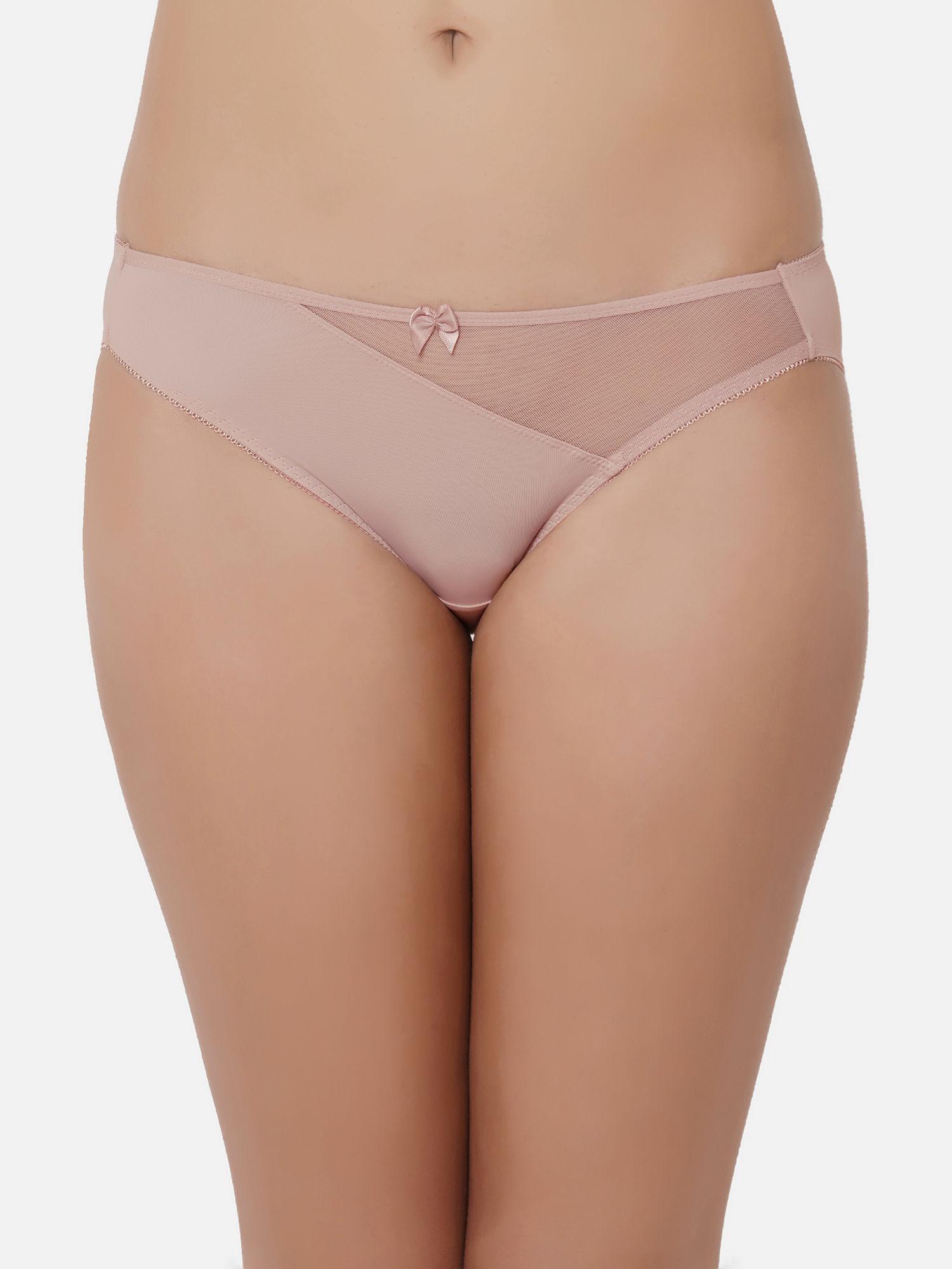 plunge low waist medium coverage lace bikini panty - mauve