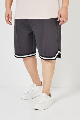 plus size textured blended regular fit men's shorts - dark grey