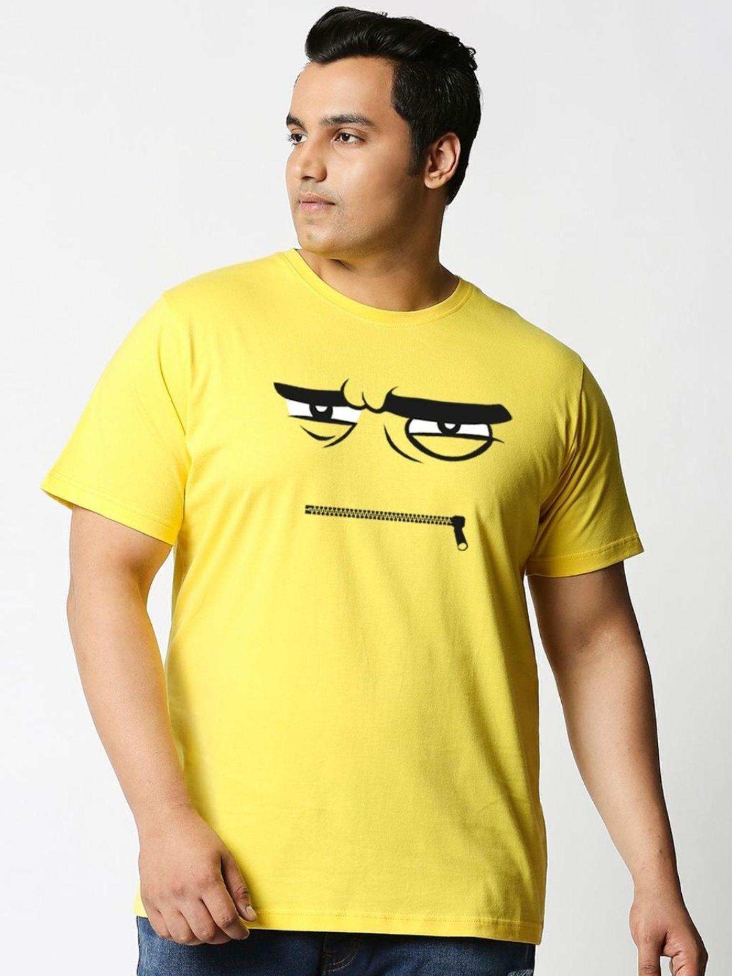 plus men's yellow graphic regular fit t-shirt