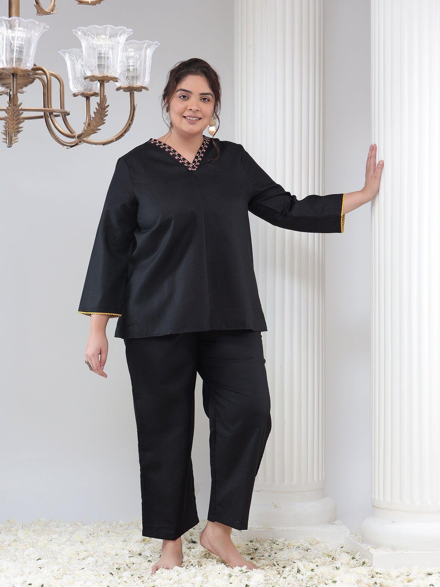 plus size black tunic and trouser (set of 2)