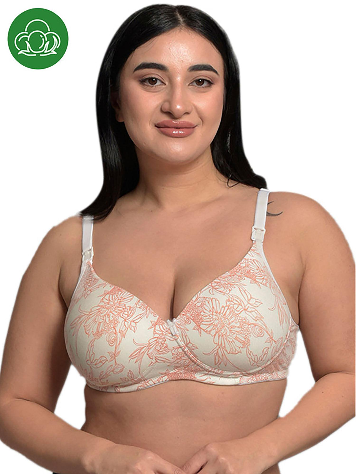 plus size carrot print organic cotton bamboo padded feeding bra