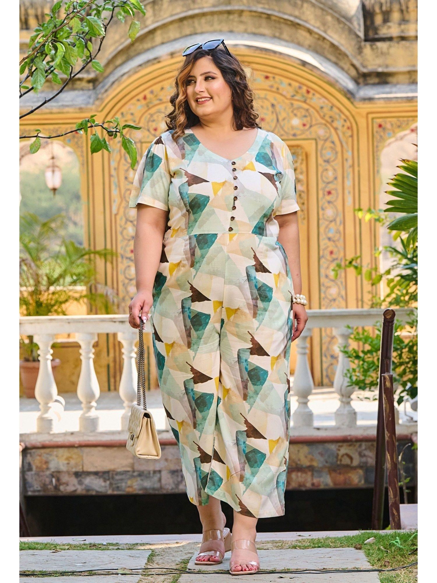 plus size pastel abstract jumpsuit