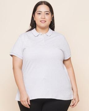 plus size polo t-shirt with patch pocket