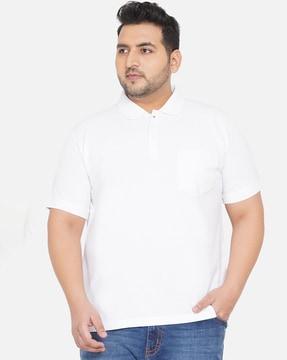 plus size polo t-shirt with patch pocket