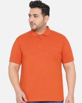 plus size polo t-shirt with patch pocket