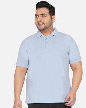 plus size polo t-shirt with patch pocket