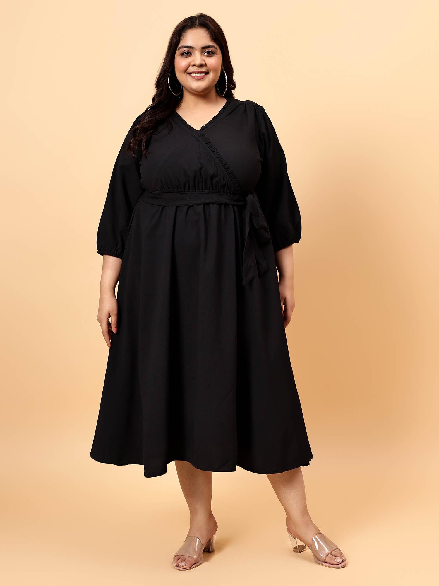 plus size striped v-neck fit & flare ethnic midi dress