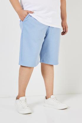 plus size textured blended regular fit men's shorts - powder blue