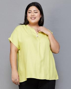 plus size top with drop-shoulder sleeves
