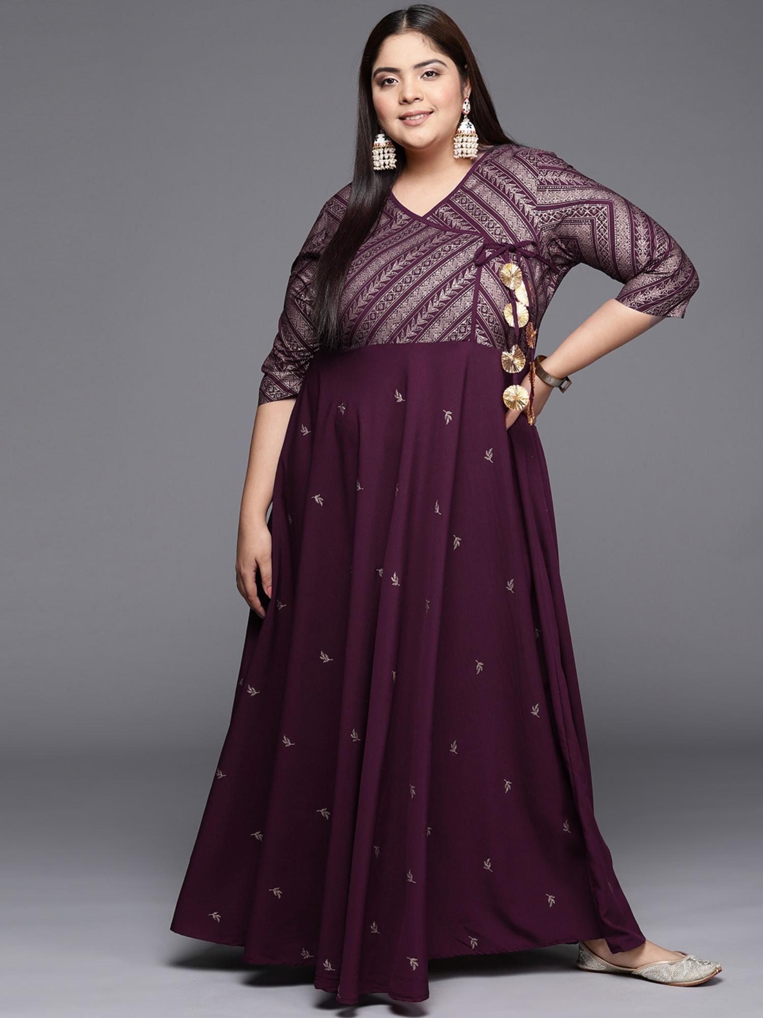 plus size v-neck maxi ethnic dress