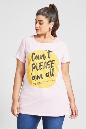 plus size women's pink graphic print t-shirt - baby pink