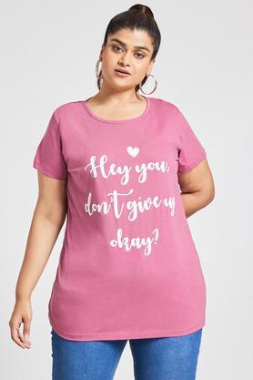 plus size women's wine text printed t-shirt - wine