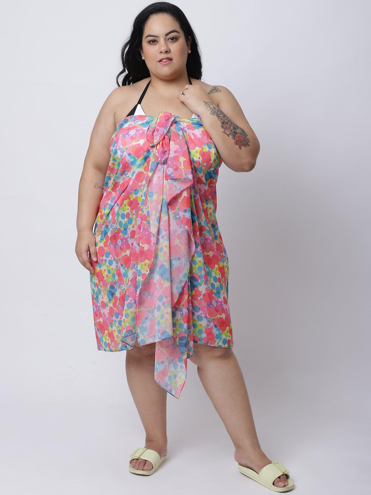 plus size women multicoloured abstract printed sarong (one size)