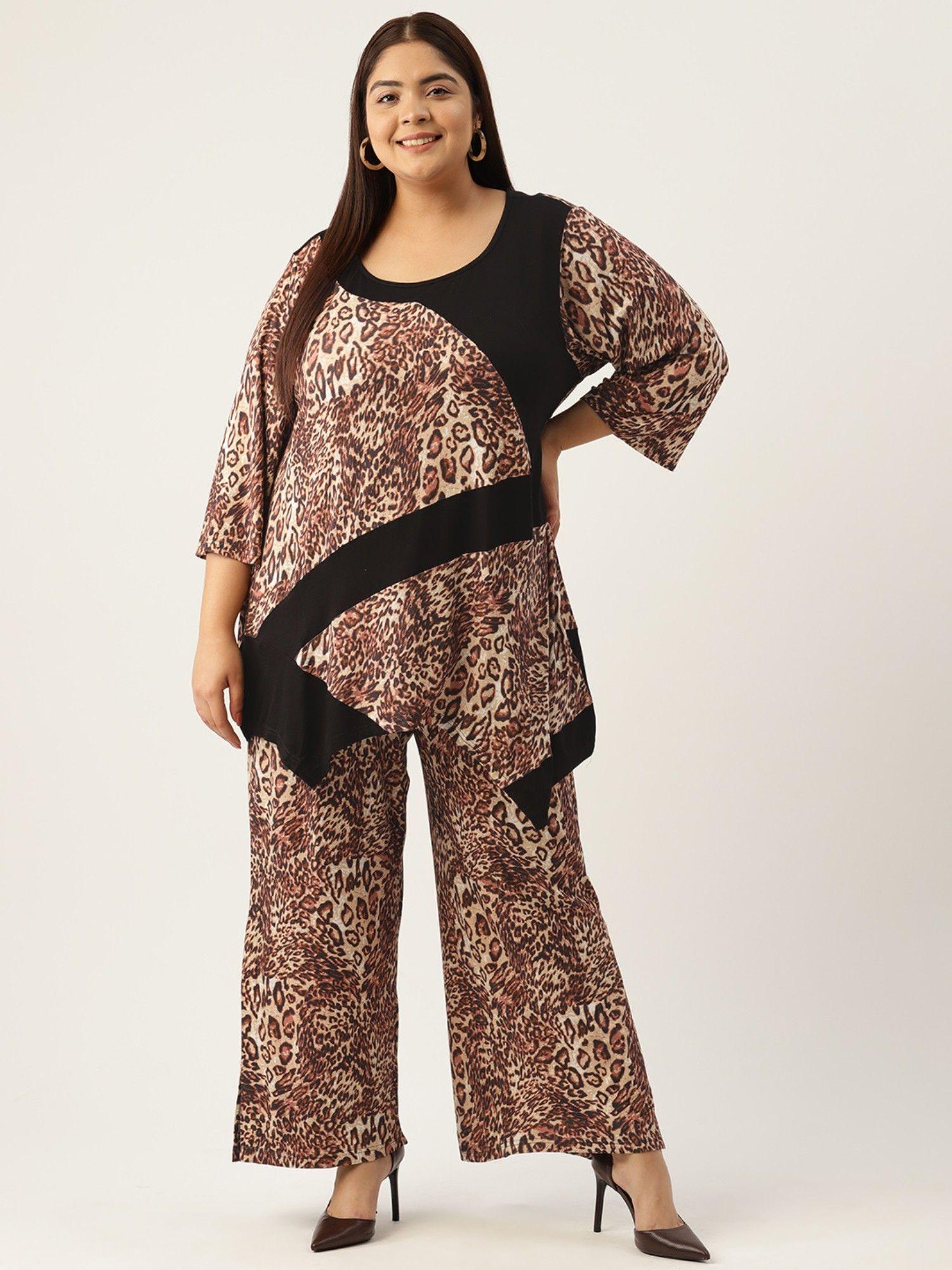 plus size womens animal printed viscose clothing (set of 2)