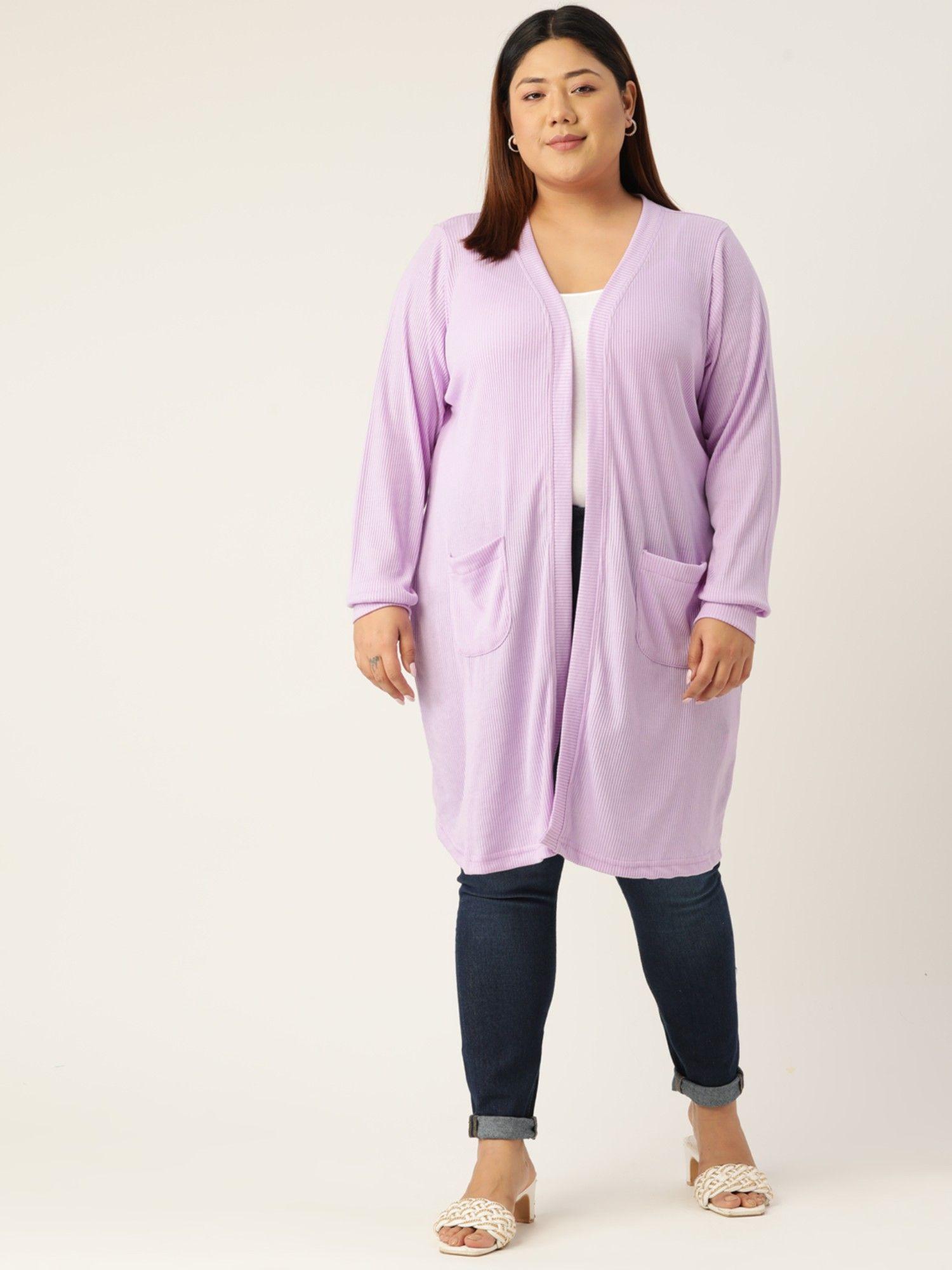 plus size womens lilac solid color open front shrug