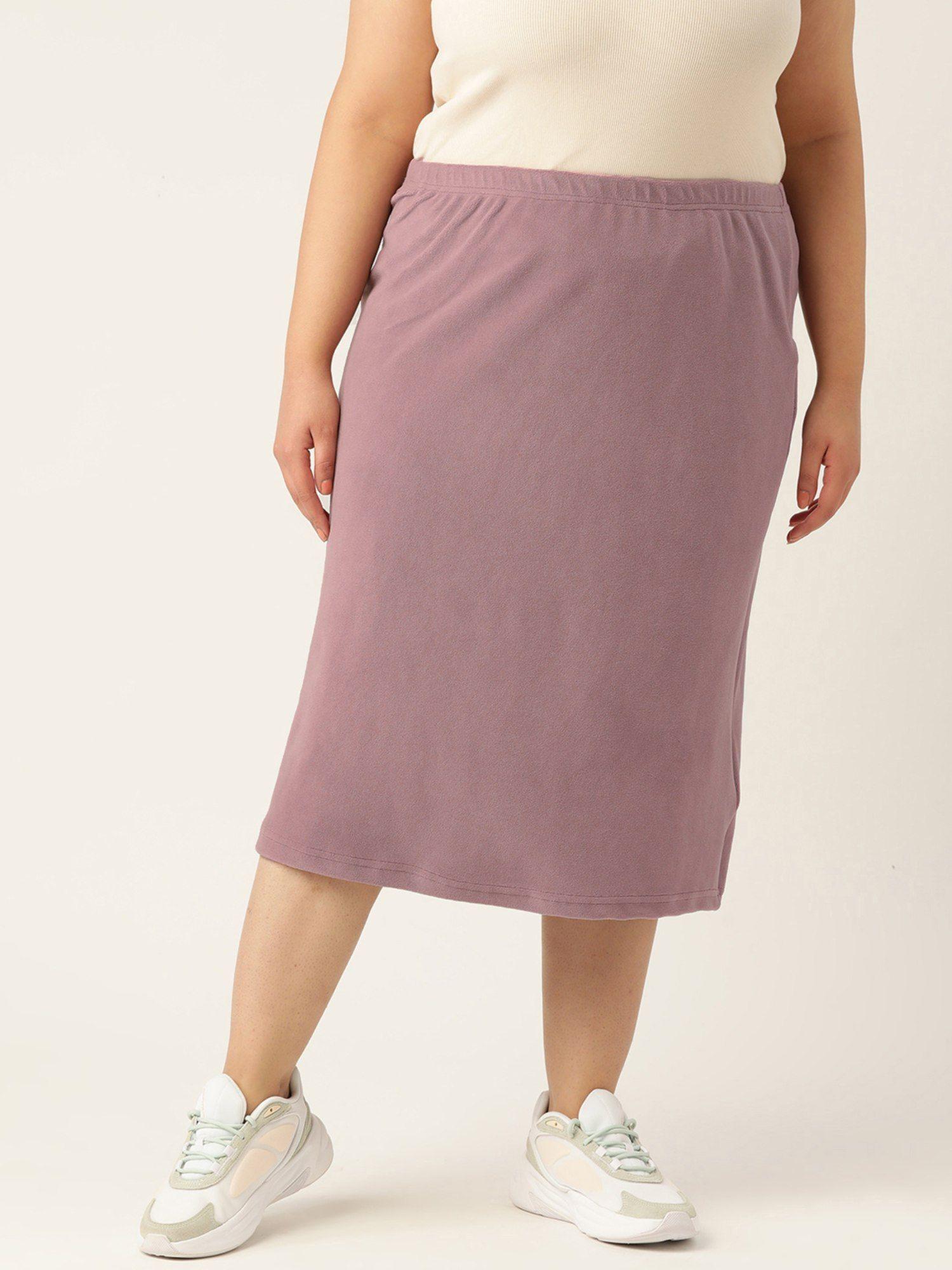 plus size womens lilac solid color straight skirt