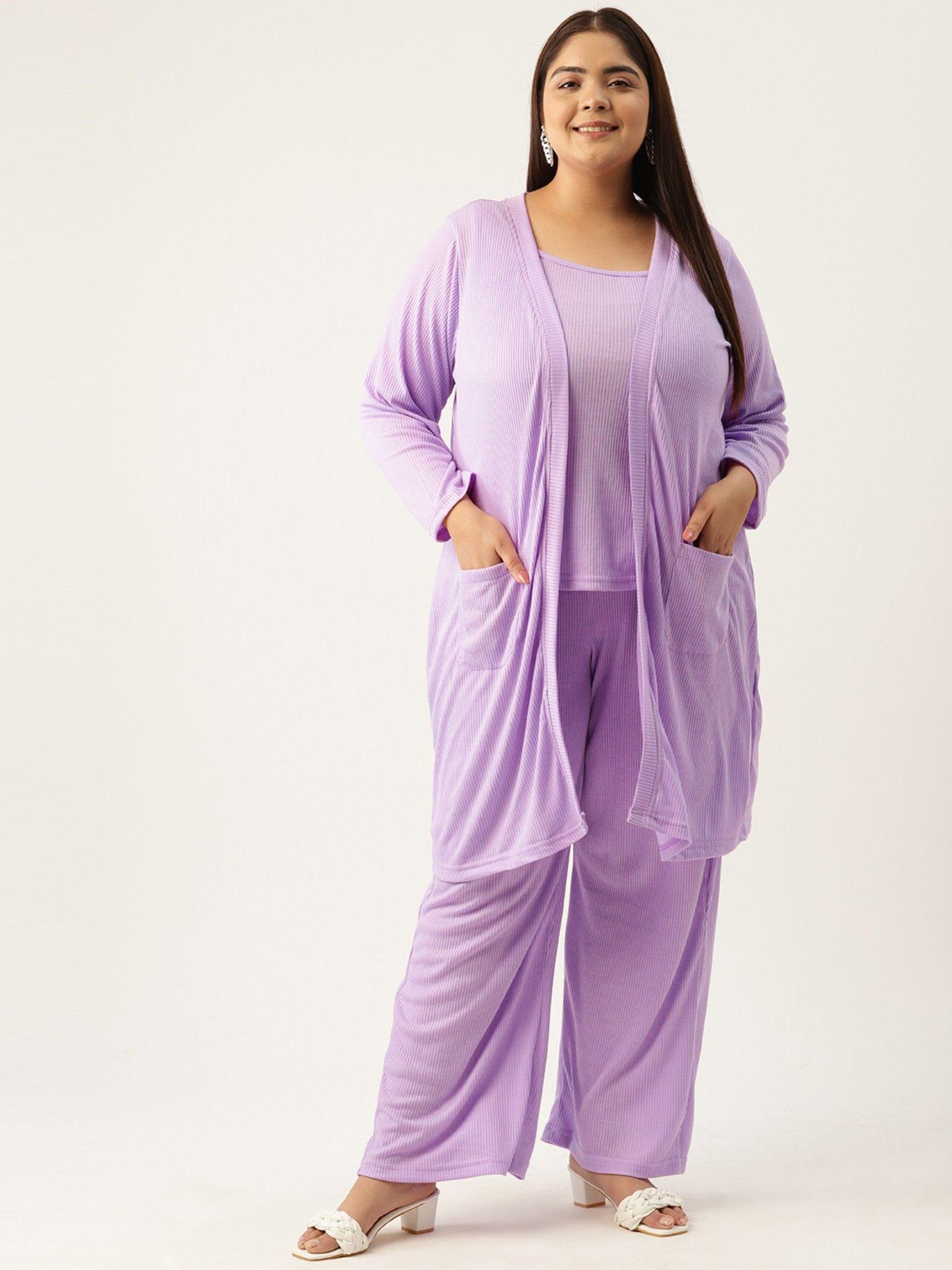 plus size womens lilac solid three piece (set of 3)