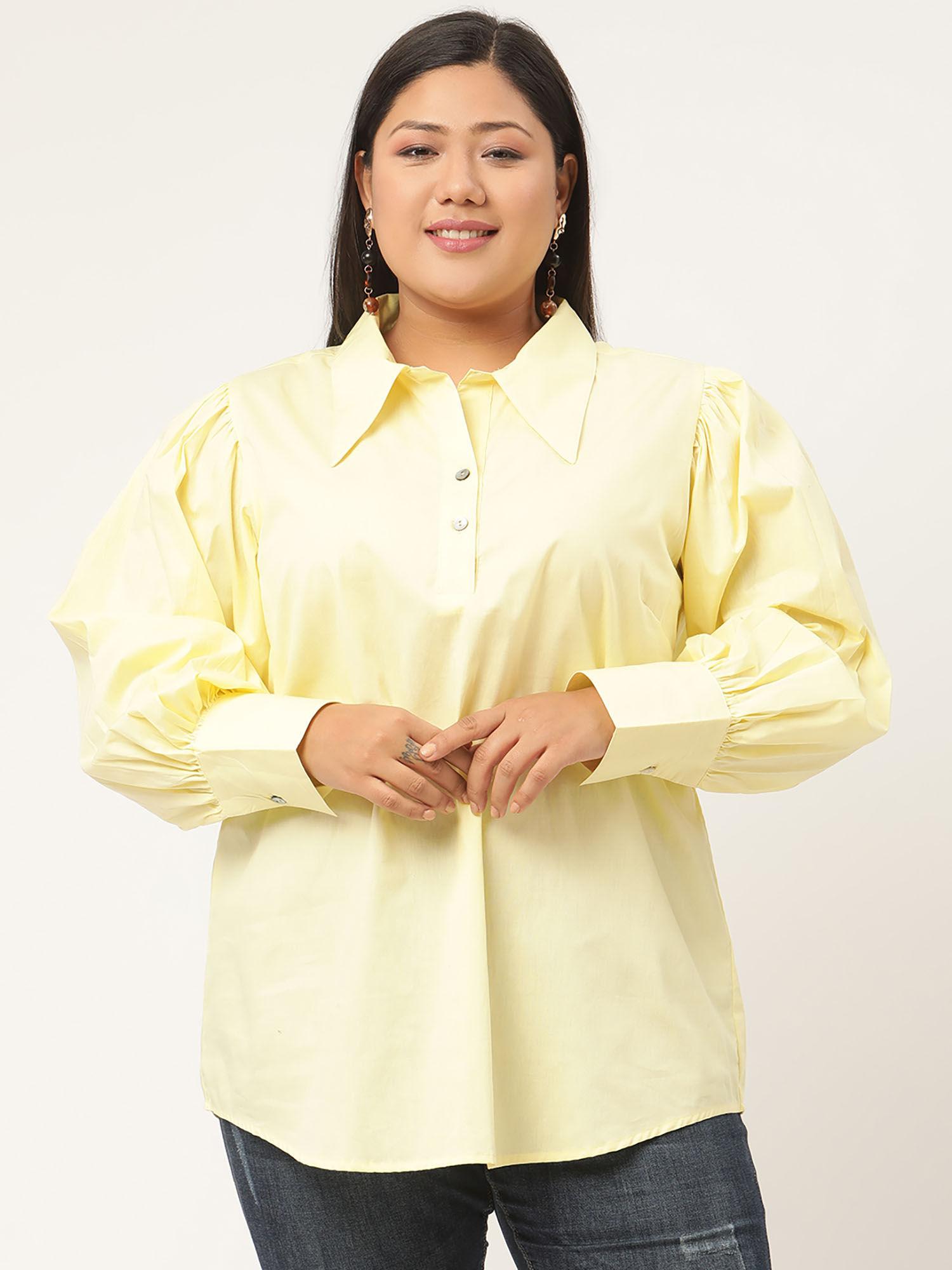 plus size womens lime solid color shirt style top