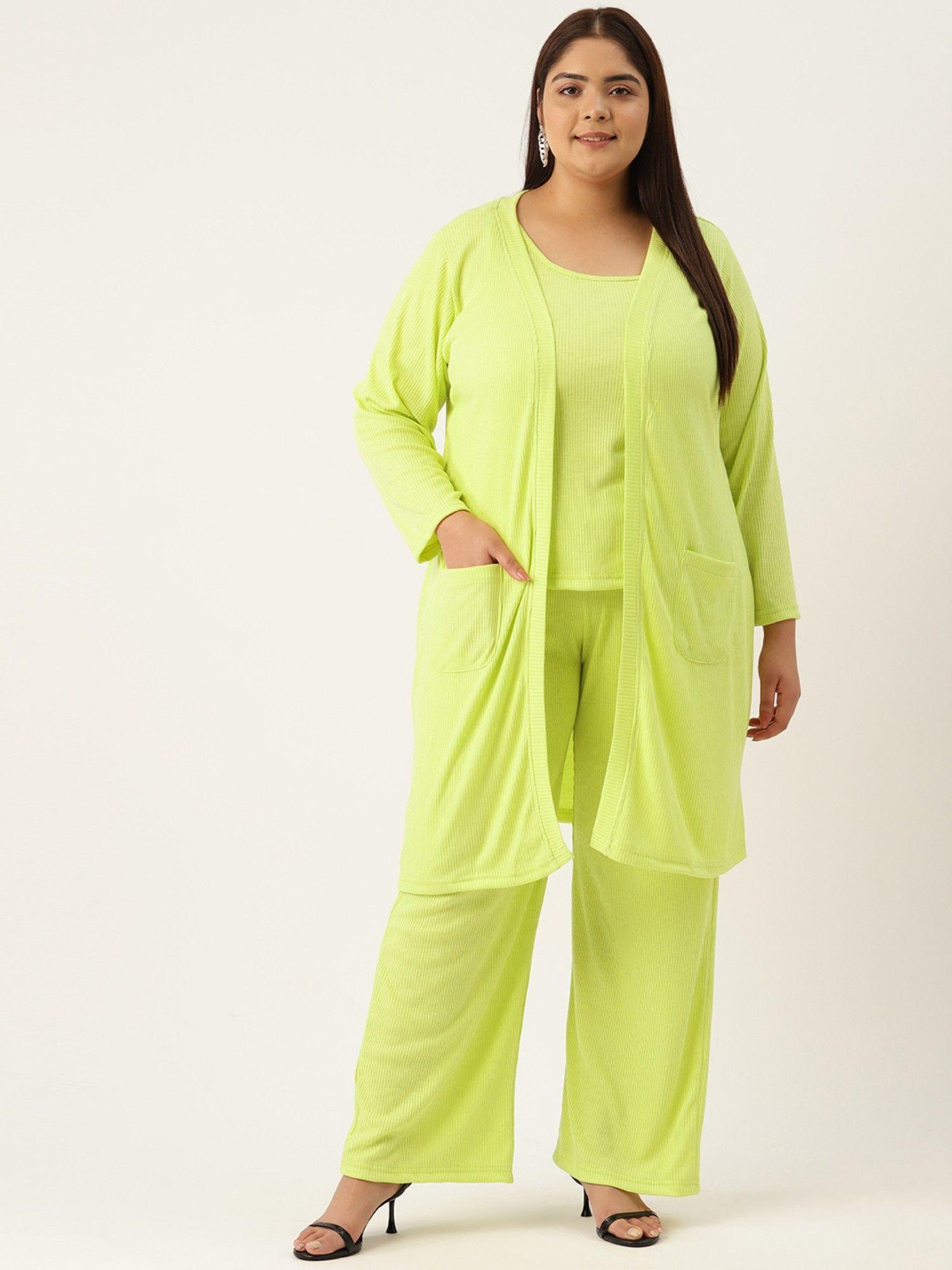 plus size womens lime solid three piece (set of 3)