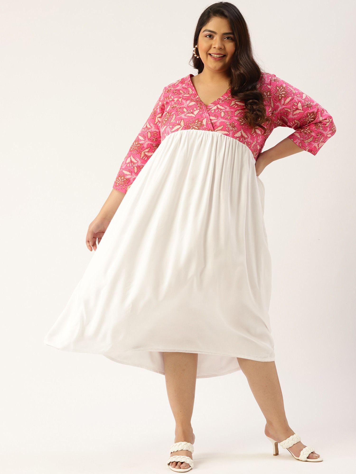 plus size womens pink empire midi dress