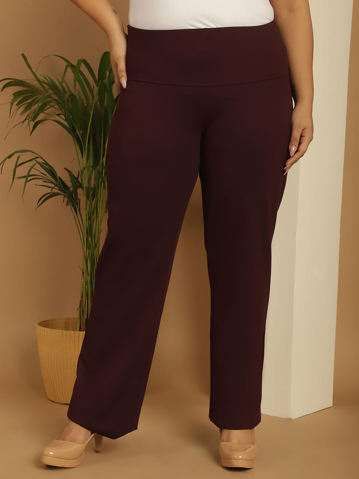 plus size womens plum solid tummy tucker trouser