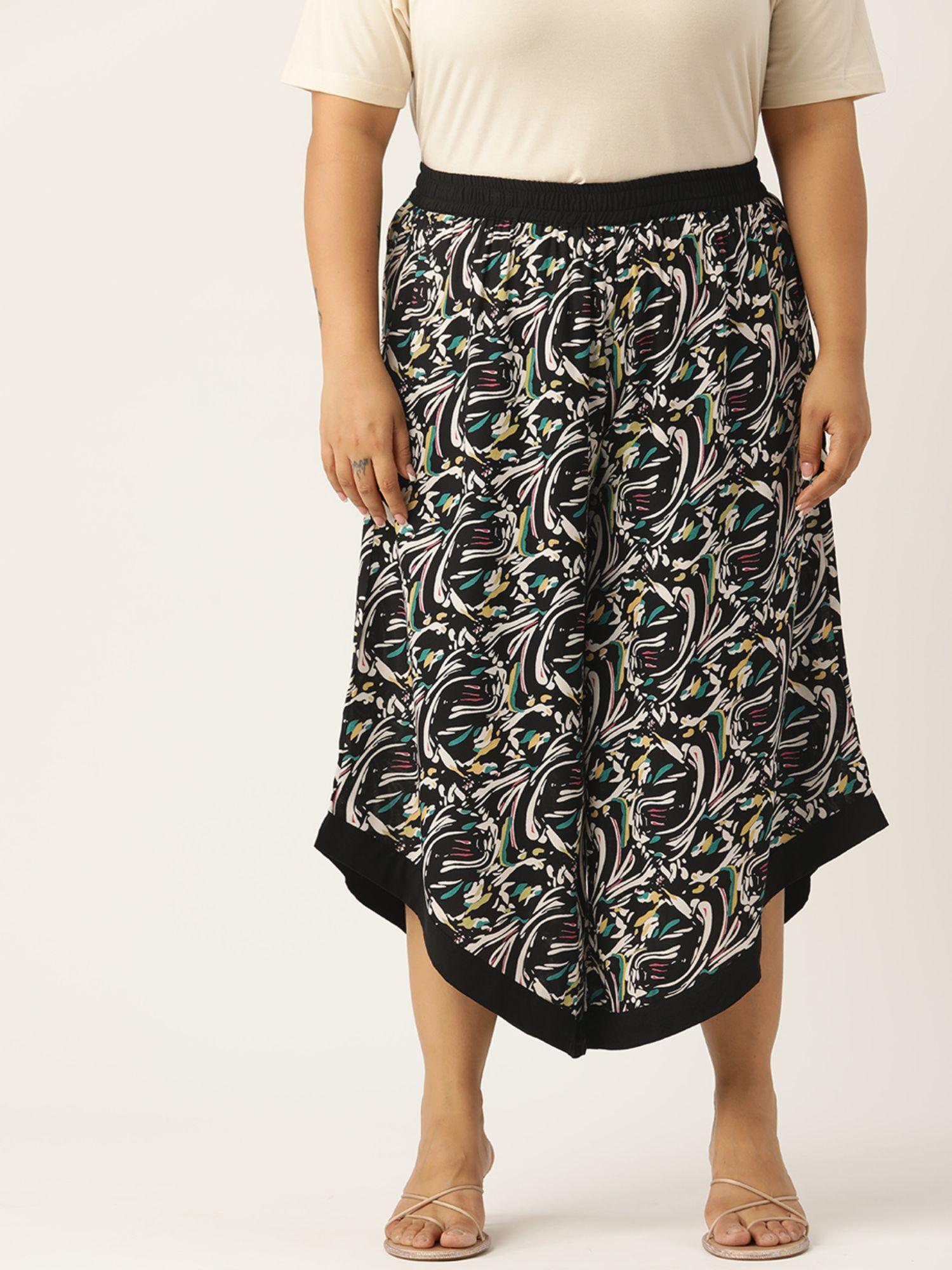 plus size womens printed high-rise relaxed culottes