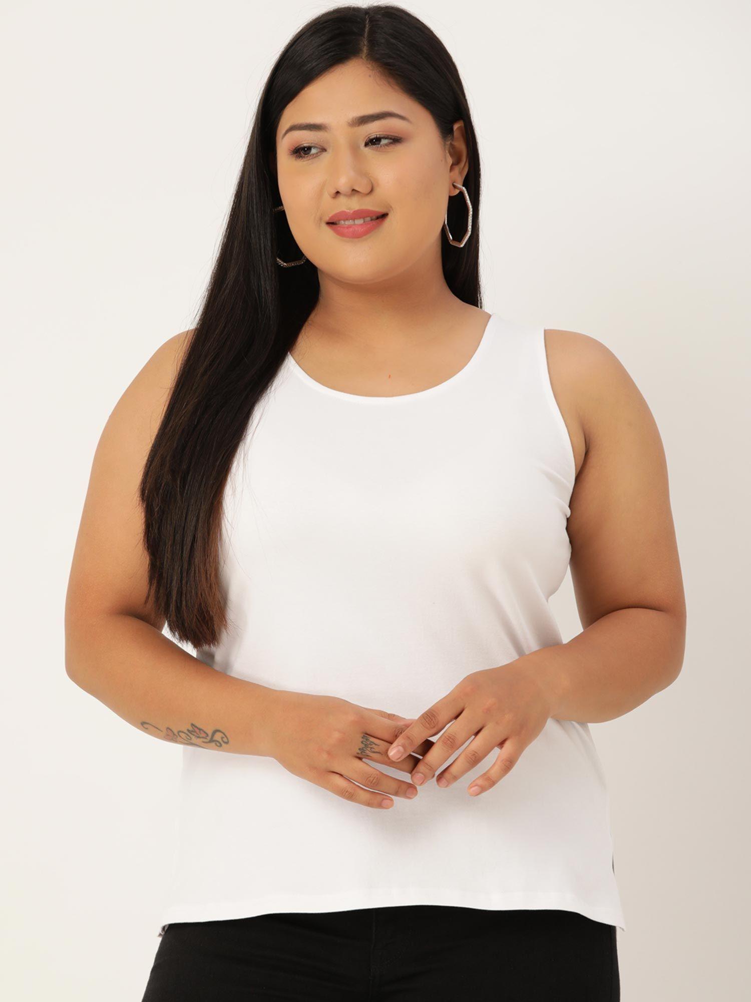 plus size womens white solid camisole top