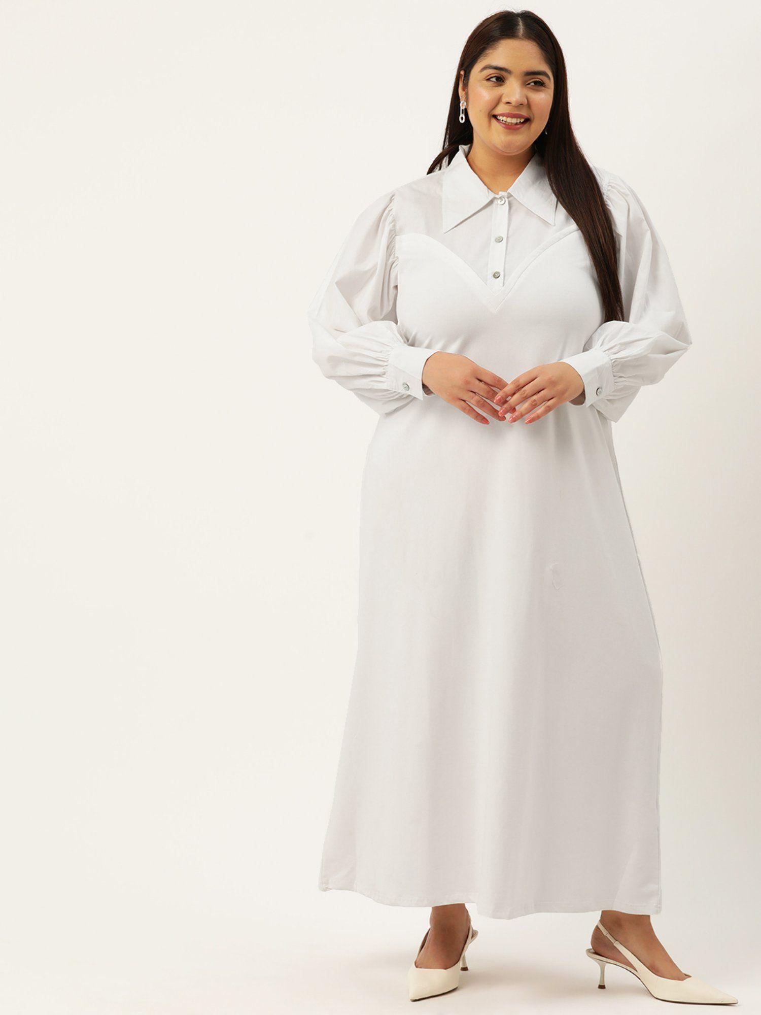 plus size womens white solid maxi dress