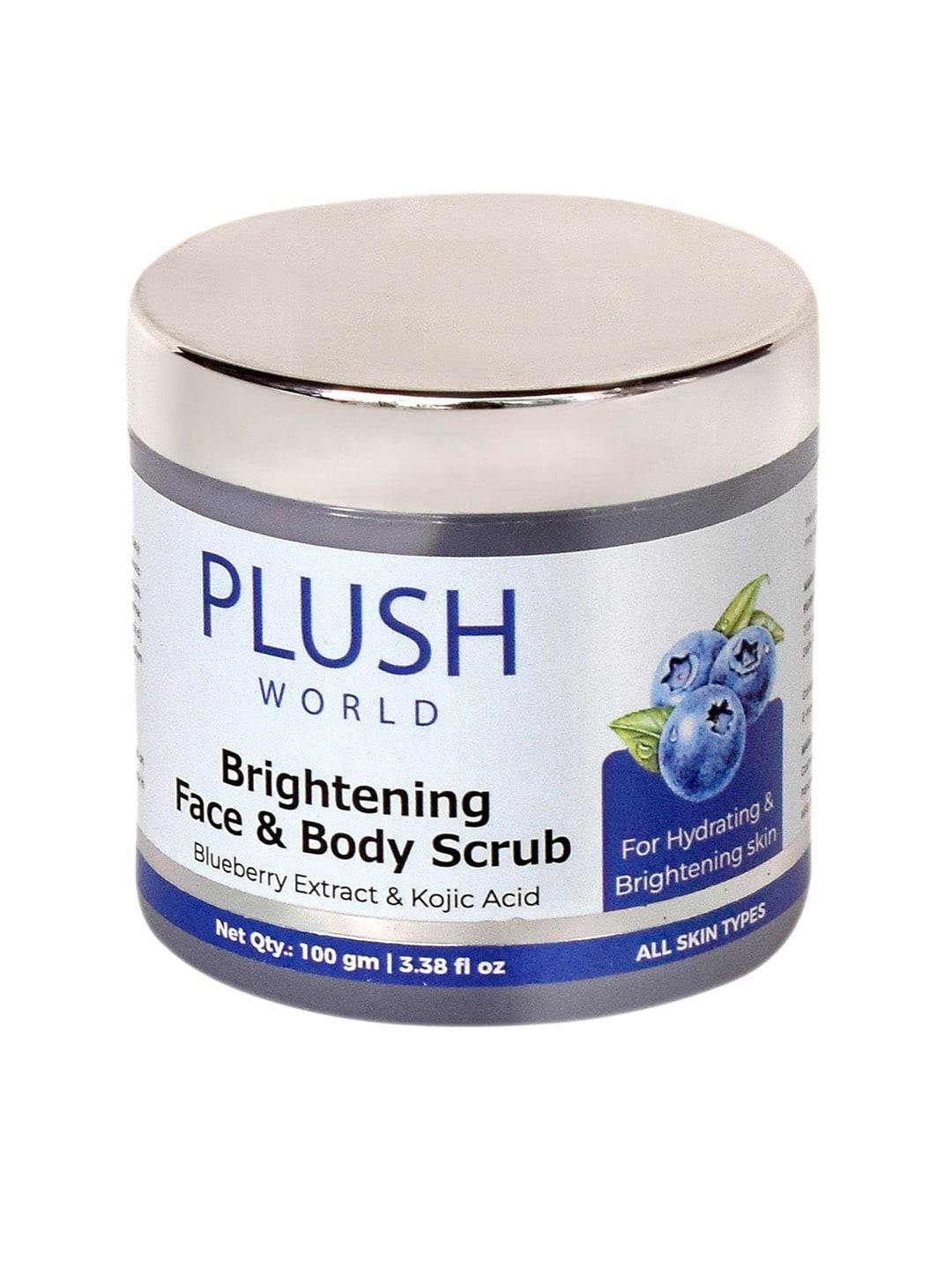 plush world brightening face & body scrub with blueberry & kojic acid - 100 g
