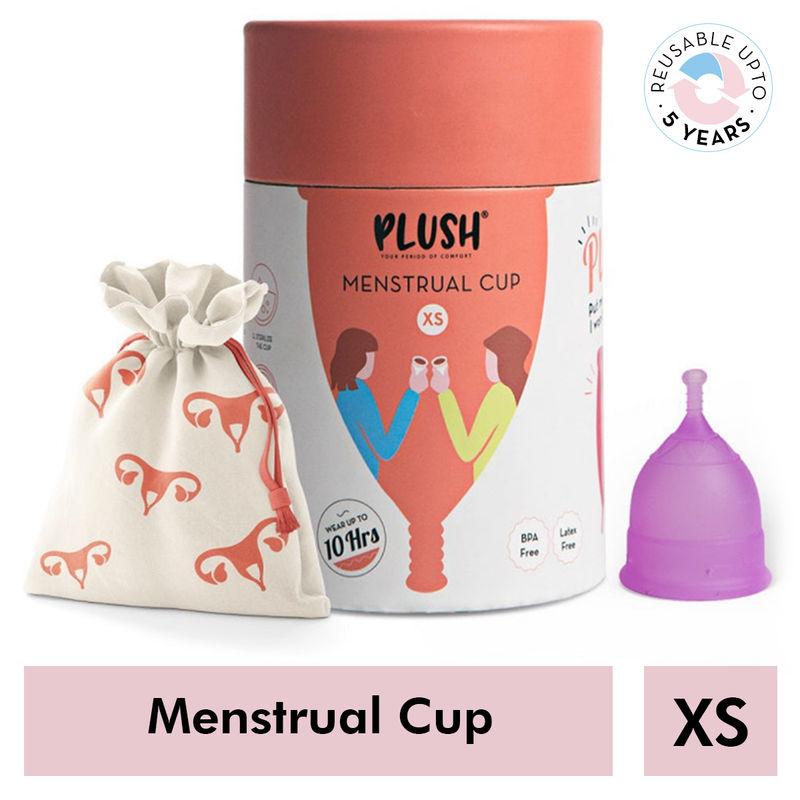 plush 100% reusable menstrual cup with cotton carry pouch - extra small