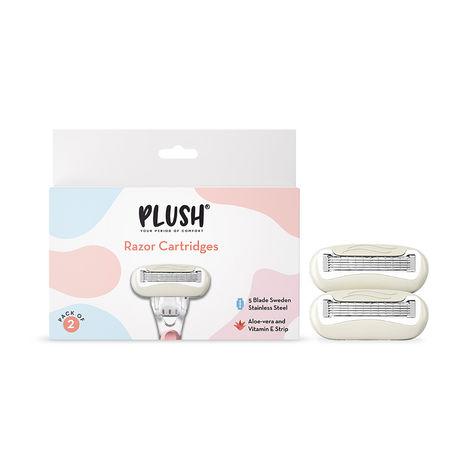 plush 5 blade body razor for sensitive skin + 2 cartridges || for easy & safe body hair removal at home || no bumps, no cuts