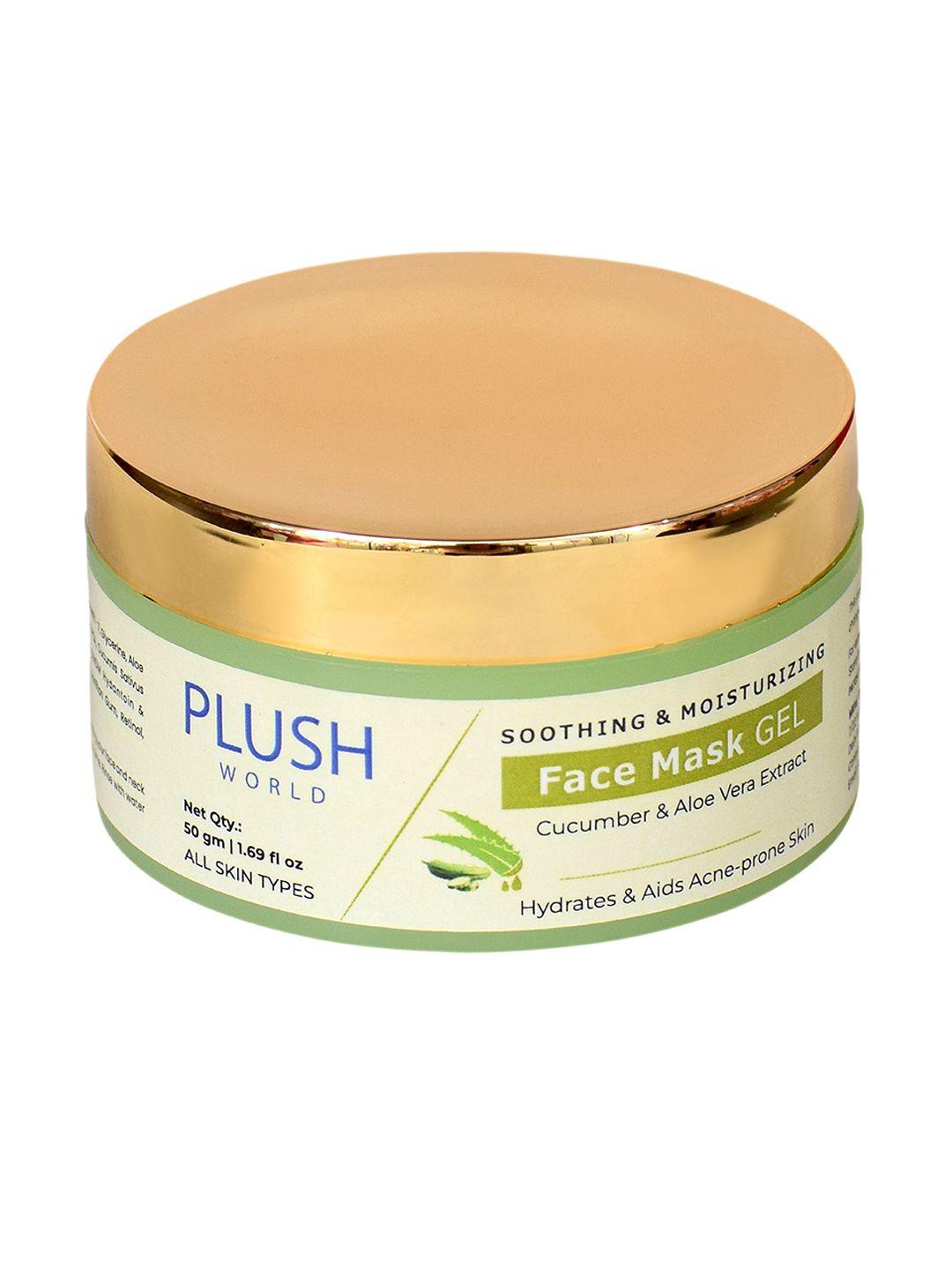 plush world soothing & moisturizing face mask gel with cucumber & aloe vera extract - 50 g