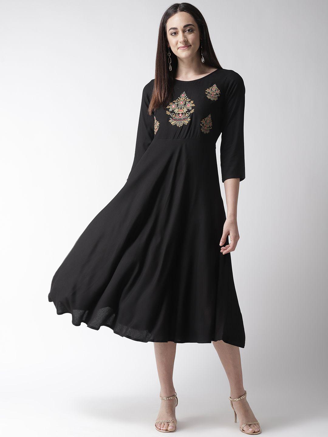 pluss-black-embroidered-a-line-dress