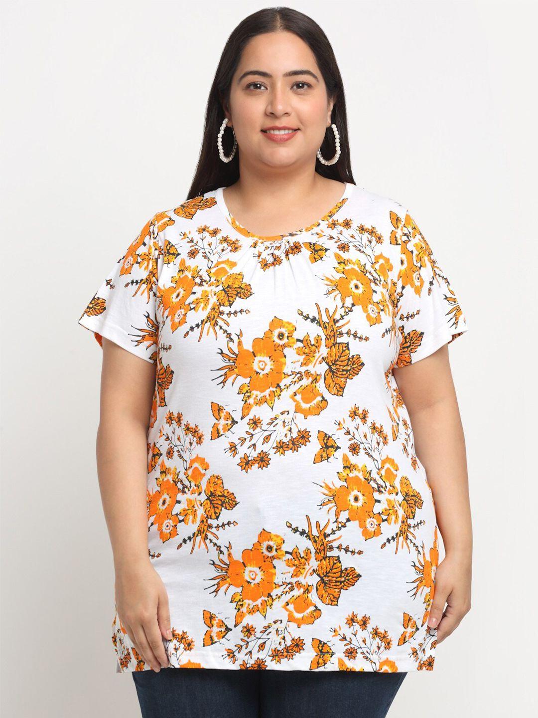 pluss floral printed longline cotton t-shirt