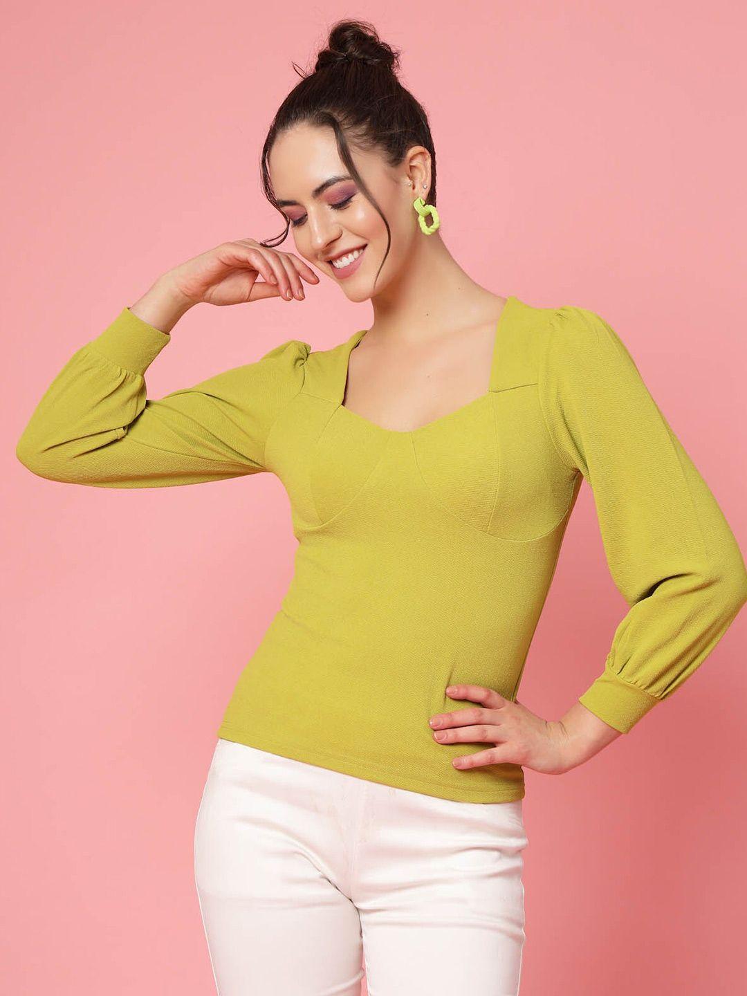 pluss mustard cuffed sleeves fitted top