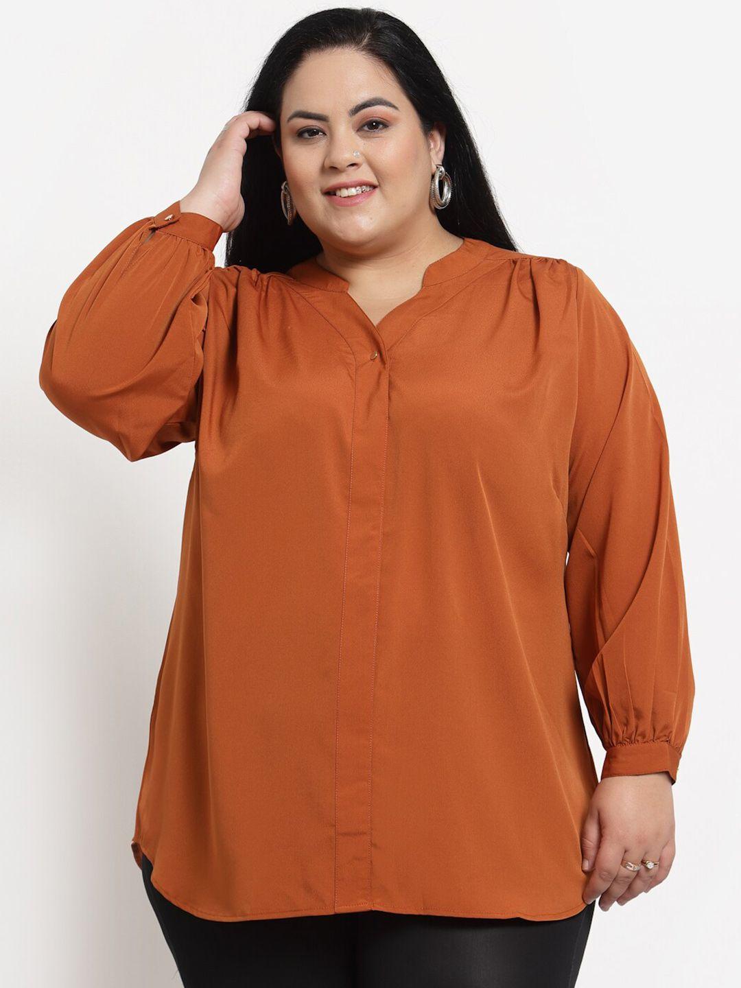 pluss plus size brown solid top
