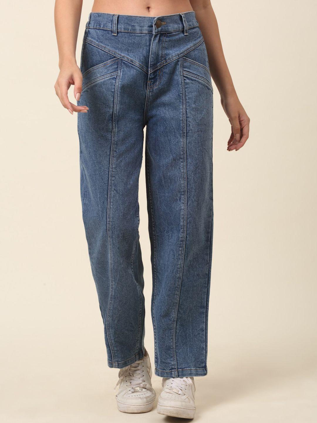 pluss women blue mid-rise stretchable cotton jeans